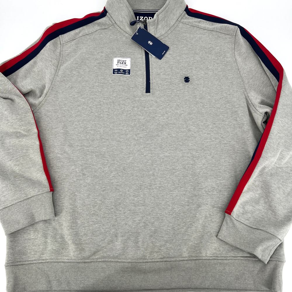 IZOD Mens Advantage Performance Sport Flex Quarter Zip Heather Gray Size XXL NWT